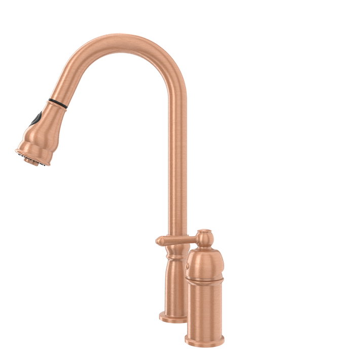 Copper Pull Out Kitchen Faucet with in-Deck Handle, Single Level Solid Brass Kitchen Sink Faucets with Pull Down Sprayer-AK97918