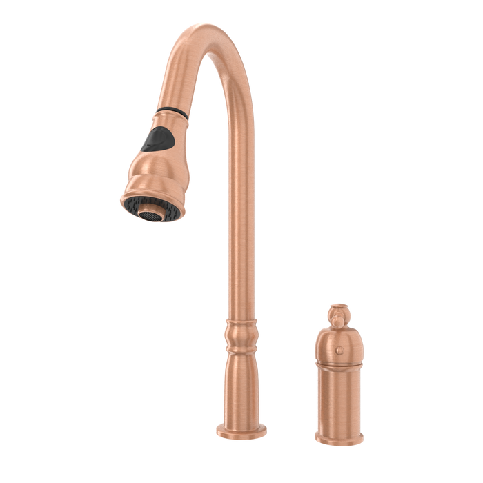 Copper Pull Out Kitchen Faucet with in-Deck Handle, Single Level Solid Brass Kitchen Sink Faucets with Pull Down Sprayer-AK97918