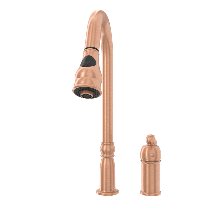 Copper Pull Out Kitchen Faucet with in-Deck Handle, Single Level Solid Brass Kitchen Sink Faucets with Pull Down Sprayer-AK97918