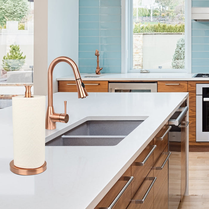 Copper Paper Towel Holder Roll Dispenser Stand for Kitchen Countertop & Dining Room Table - AK79303-C