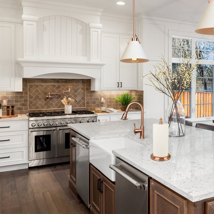 Copper Paper Towel Holder Roll Dispenser Stand for Kitchen Countertop & Dining Room Table - AK79304-C