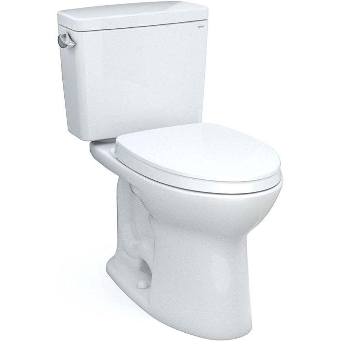 TOTO Drake Two-Piece Elongated Toilet with 1.28 GPF Tornado Flush, 12" Rough-in, Cotton White