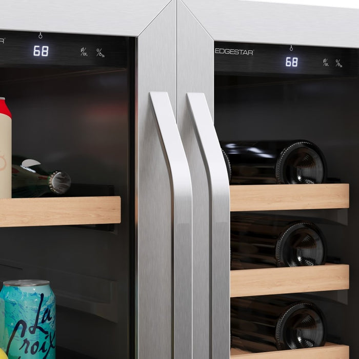 EdgeStar 24 Inch Wide 18 Bottle Capacity and 47 Can Capacity Wine and Beverage Cooler, Stainless Steel