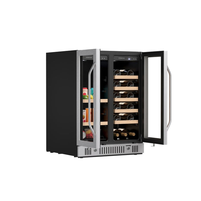 EdgeStar 24 Inch Wide 18 Bottle Capacity and 47 Can Capacity Wine and Beverage Cooler, Stainless Steel
