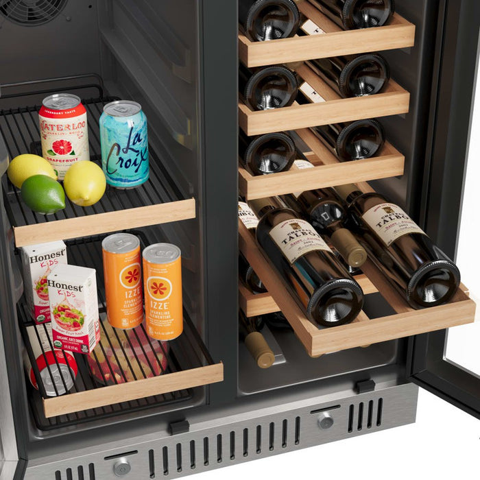 EdgeStar 24 Inch Wide 18 Bottle Capacity and 47 Can Capacity Wine and Beverage Cooler, Stainless Steel