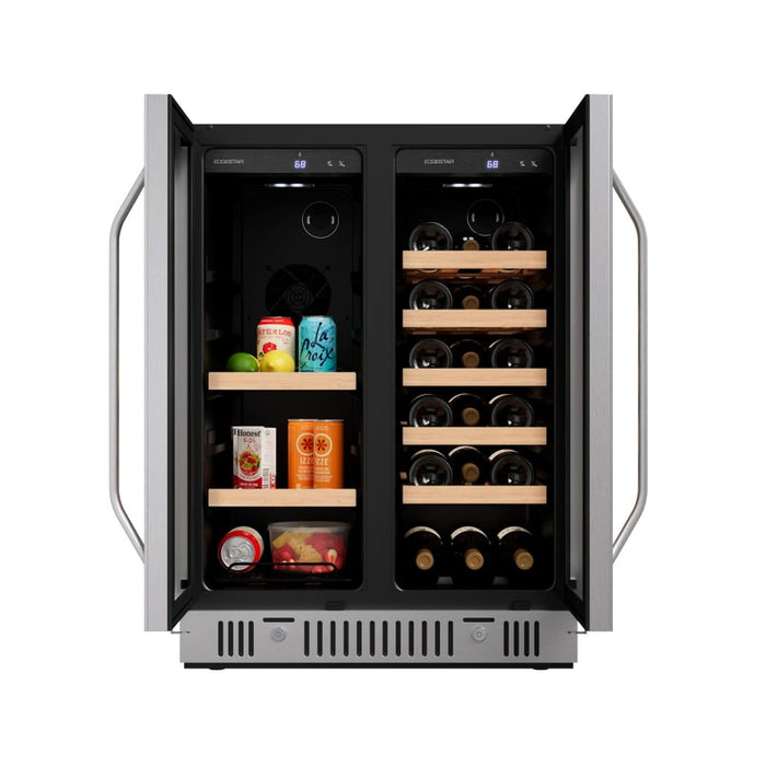 EdgeStar 24 Inch Wide 18 Bottle Capacity and 47 Can Capacity Wine and Beverage Cooler, Stainless Steel