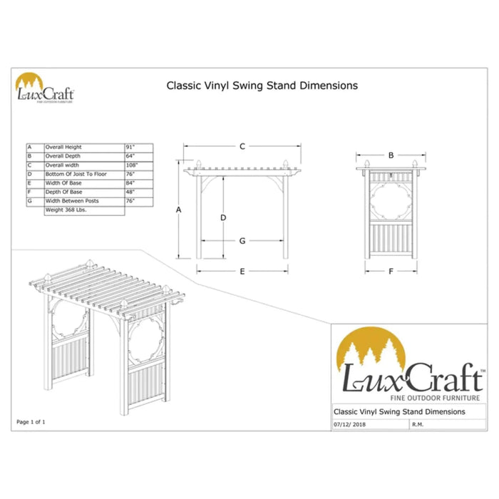 LuxCraft Classic Poly Vinyl Swing Stand - White