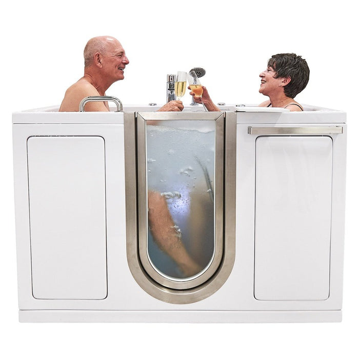 Ella's Bubbles's Bubbles Companion 32"x60" Air + Hydro Massage w/ Independent Foot Massage Acrylic Two Seat Walk-In-Bathtub, Inward Swing Door, 2 Piece Fast Fill Faucet, 2" Dual Drains