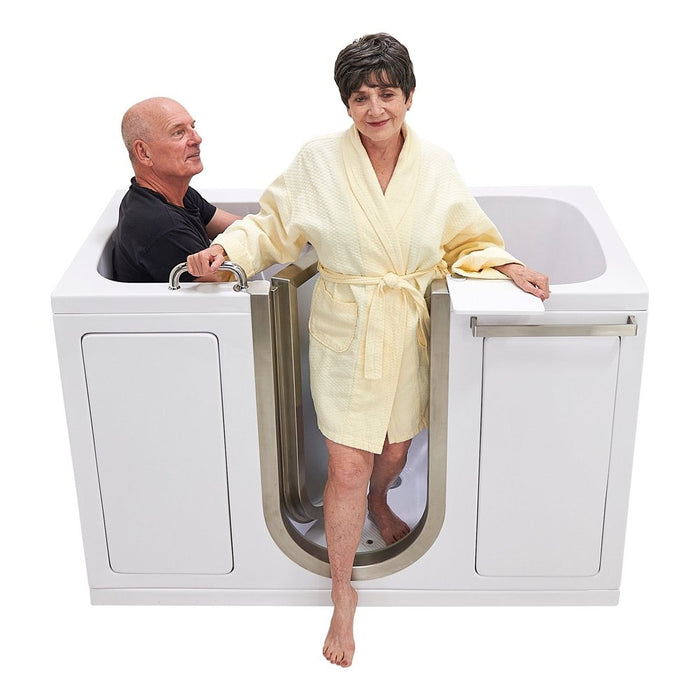 Ella's Bubbles's Bubbles Companion 32"x60" Air + Hydro Massage w/ Independent Foot Massage Acrylic Two Seat Walk-In-Bathtub, Inward Swing Door, 2 Piece Fast Fill Faucet, 2" Dual Drains