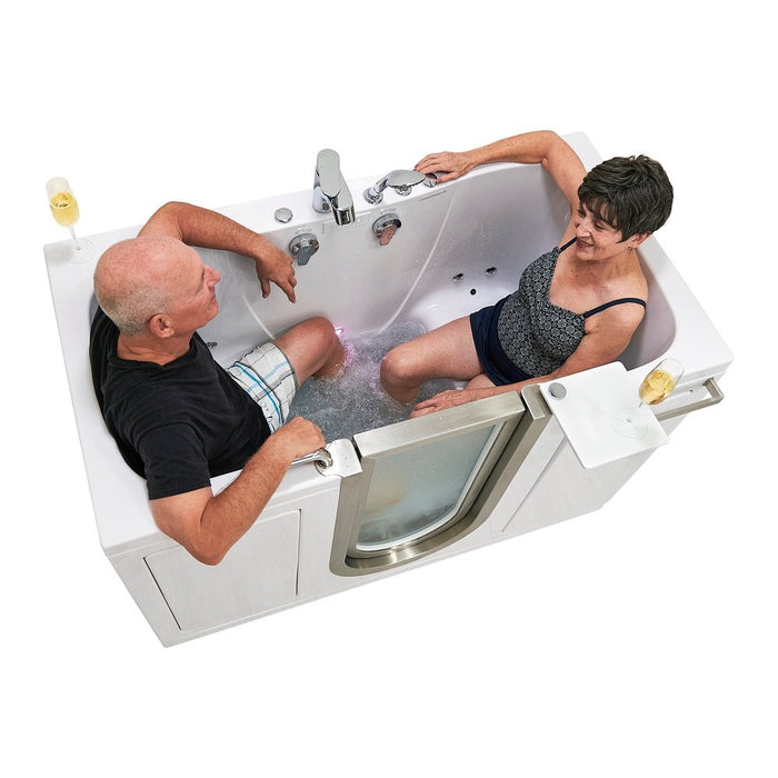 Ella's Bubbles's Bubbles Companion 32"x60" Air + Hydro Massage w/ Independent Foot Massage Acrylic Two Seat Walk-In-Bathtub, Inward Swing Door, 2 Piece Fast Fill Faucet, 2" Dual Drains