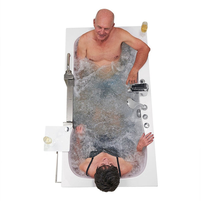 Ella's Bubbles's Bubbles Companion 32"x60" Air + Hydro Massage w/ Independent Foot Massage Acrylic Two Seat Walk-In-Bathtub, Inward Swing Door, 2 Piece Fast Fill Faucet, 2" Dual Drains