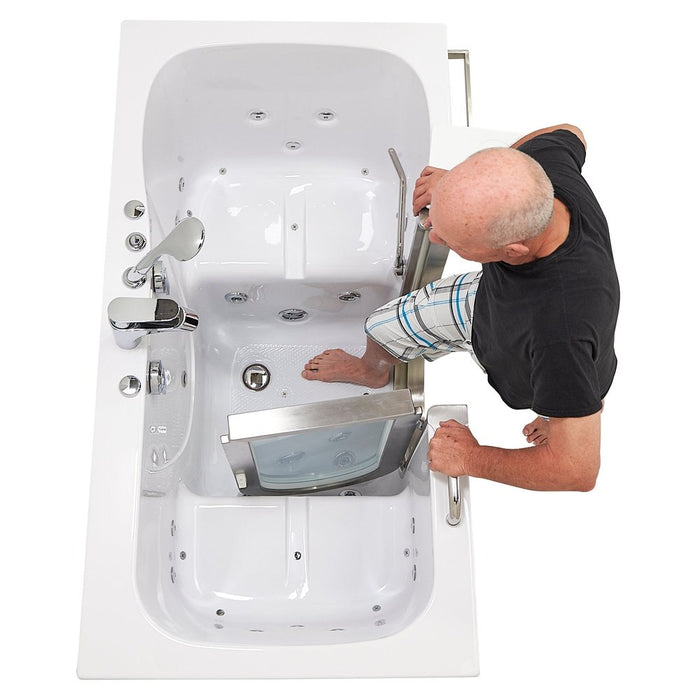 Ella's Bubbles's Bubbles Companion 32"x60" Air + Hydro Massage w/ Independent Foot Massage Acrylic Two Seat Walk-In-Bathtub, Inward Swing Door, 2 Piece Fast Fill Faucet, 2" Dual Drains