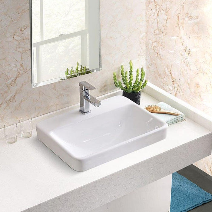 Great Point Collection Nantucket Sinks 23 Inch 1-hole Rectangular Drop-In Ceramic Vanity Sink DI-2317-R1