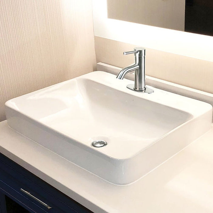 Great Point Collection Nantucket Sinks 23 Inch 1-hole Rectangular Drop-In Ceramic Vanity Sink DI-2317-R1