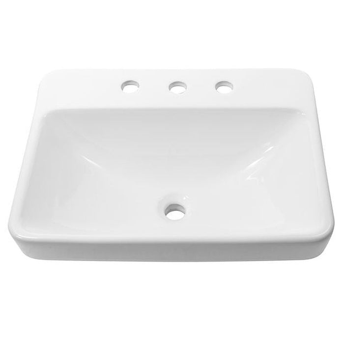 Great Point Collection Nantucket Sinks 23 Inch 3-hole Rectangular Drop-In Ceramic Vanity Sink DI-2317-R8