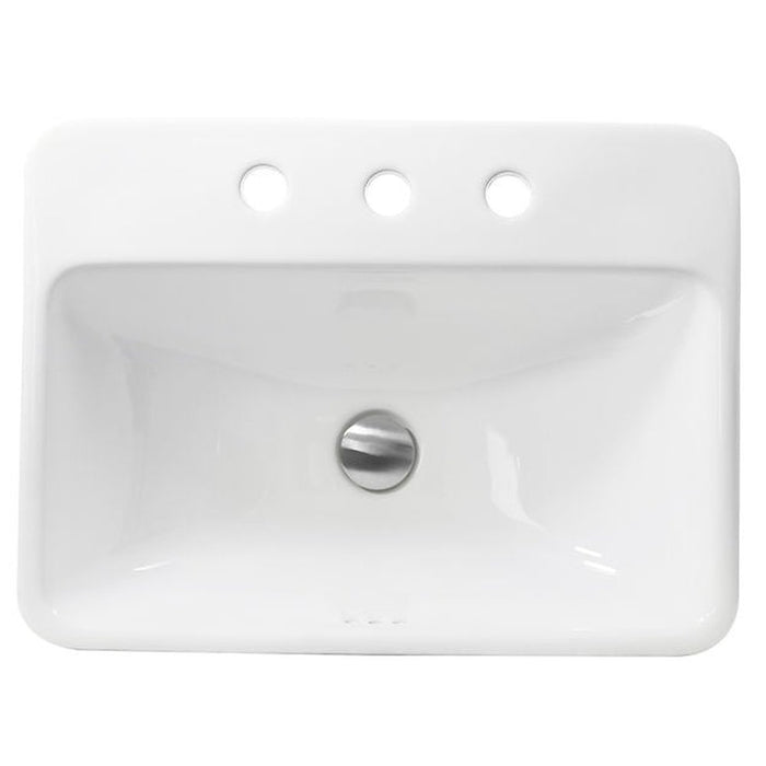 Great Point Collection Nantucket Sinks 23 Inch 3-hole Rectangular Drop-In Ceramic Vanity Sink DI-2317-R8