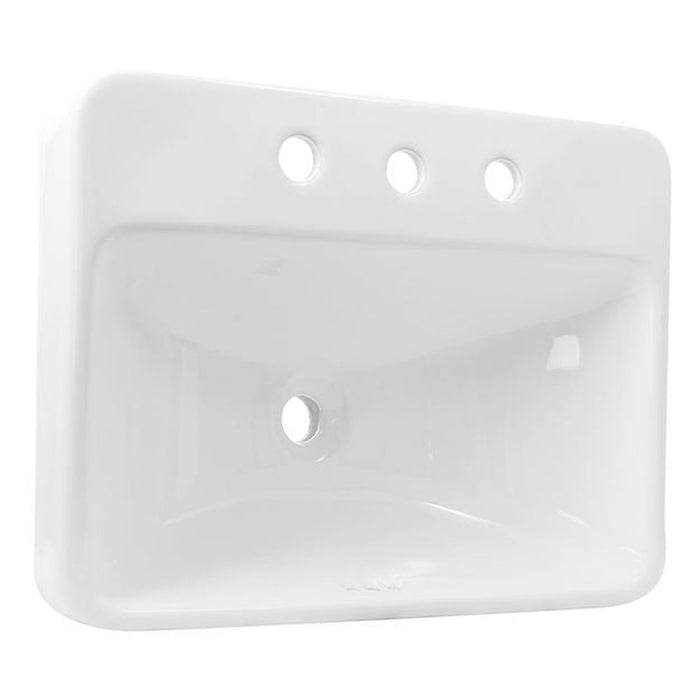 Great Point Collection Nantucket Sinks 23 Inch 3-hole Rectangular Drop-In Ceramic Vanity Sink DI-2317-R8