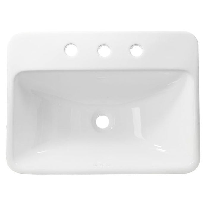 Great Point Collection Nantucket Sinks 23 Inch 3-hole Rectangular Drop-In Ceramic Vanity Sink DI-2317-R8