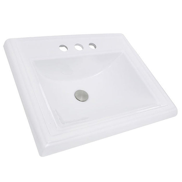 Great Point Collection Nantucket Sinks 23 Inch Rectangular Drop-In Ceramic Vanity Sink DI-2418-R4