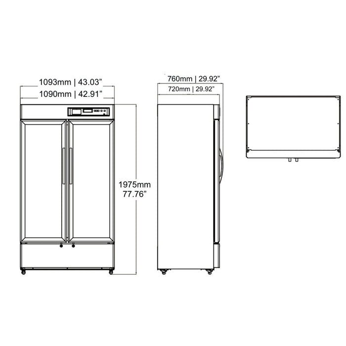 KingsBottle MLR725L 47" Upright 2-Door Medical Fridge 2℃～8℃ 725L & Lab Refrigerator