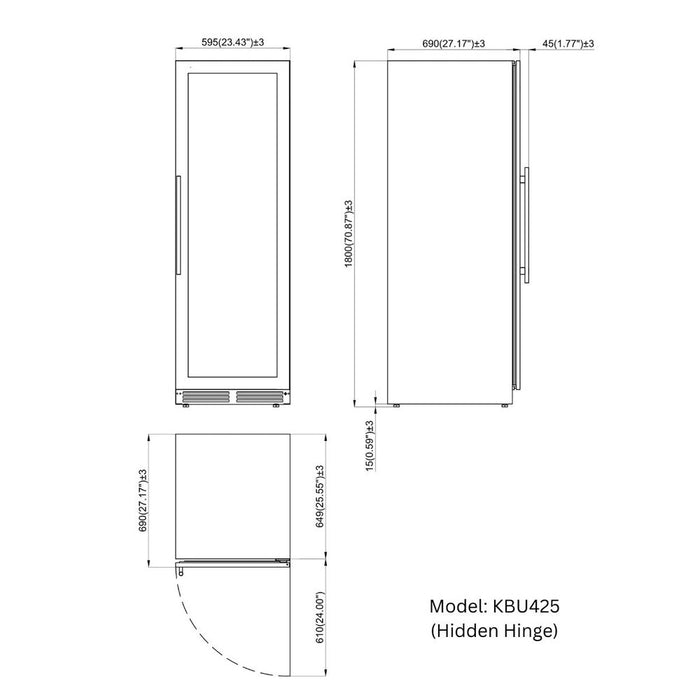 KingsBottle KBU425DX-SS Upright Low-E Glass Door Dual Zone Large Wine Cooler