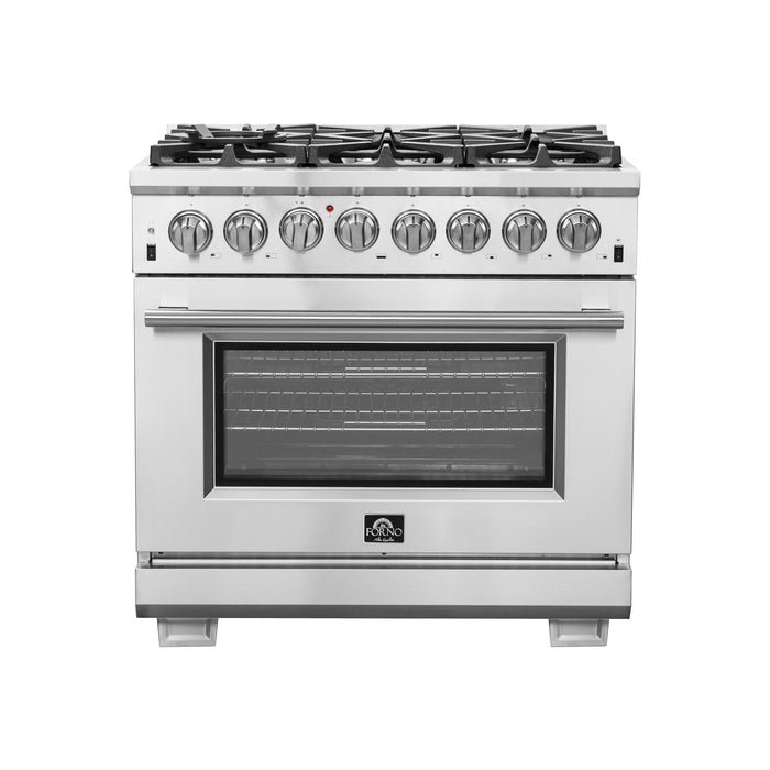 Forno Capriasca 36-Inch Freestanding Dual Fuel Range, 6 Burners, True Convection Oven