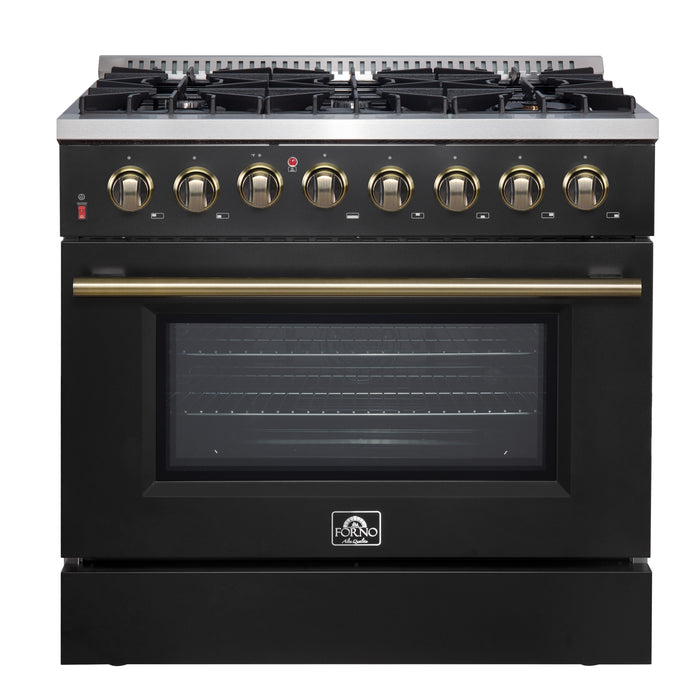 Forno Galiano 36" Freestanding Dual Fuel Range in Black