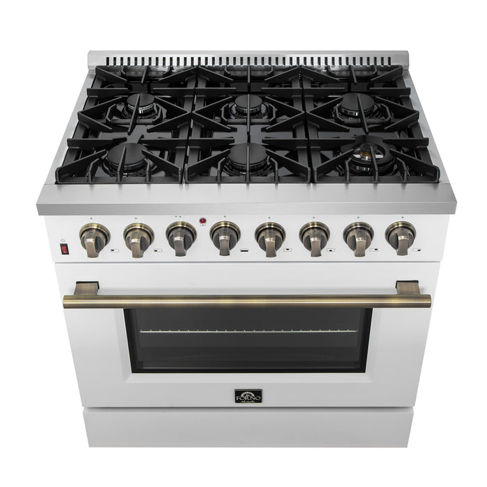 Forno Galiano 36" Freestanding Dual Fuel Range in White