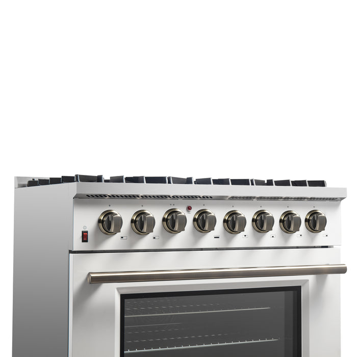 Forno Galiano 36" Freestanding Dual Fuel Range in White