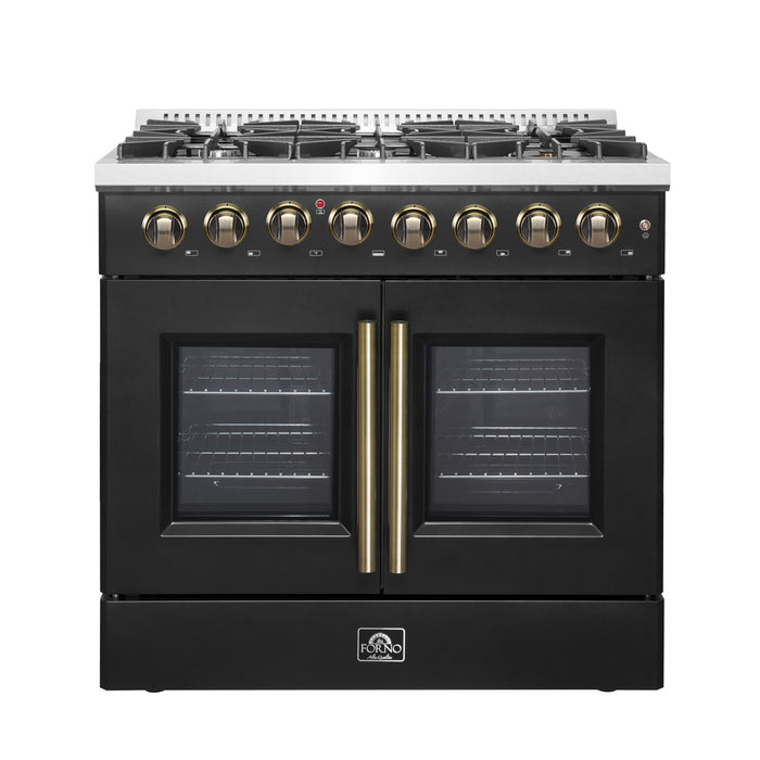 Forno Galiano 36-inch Freestanding French Door Dual Fuel Range Black