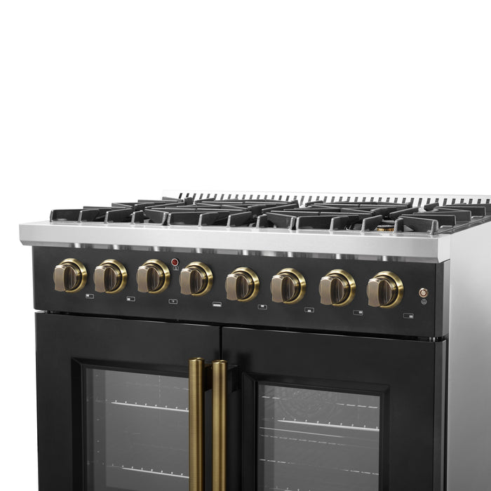 Forno Galiano 36-inch Freestanding French Door Dual Fuel Range Black