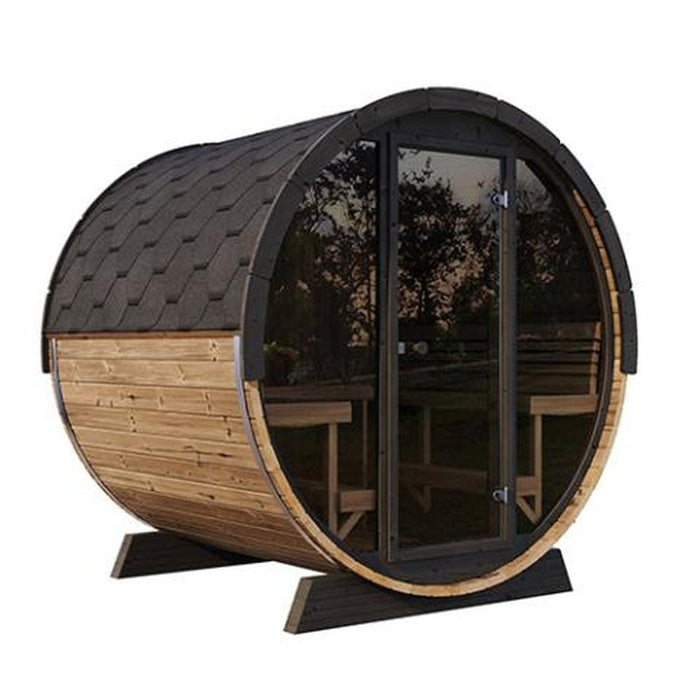 SaunaLife 6-Person Glass-Front Outdoor Barrel Sauna ERGO EE8G