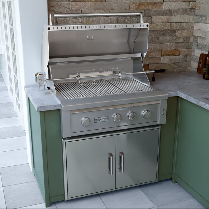 EdgeStar 89000 BTU 36 Inch Wide Natural Gas Built-In Grill with Insulated Jacket and Double Access Doors- GRL360IBKITNG