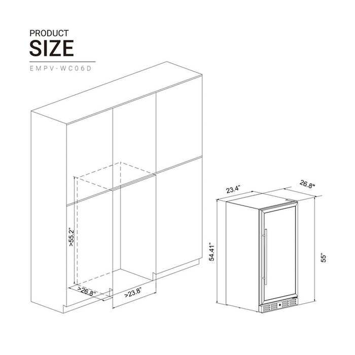 Empava WC06D 55" Tall Dual Zone 100 Bottle Wine Fridge