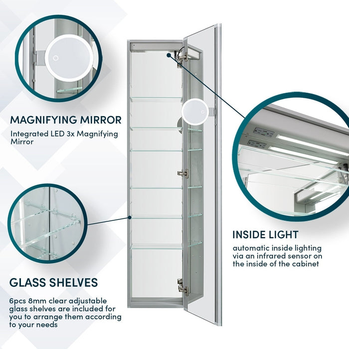 Aquadom Edge Royale 15x70 Right or Left Hinge LED Lighted Medicine Cabinet