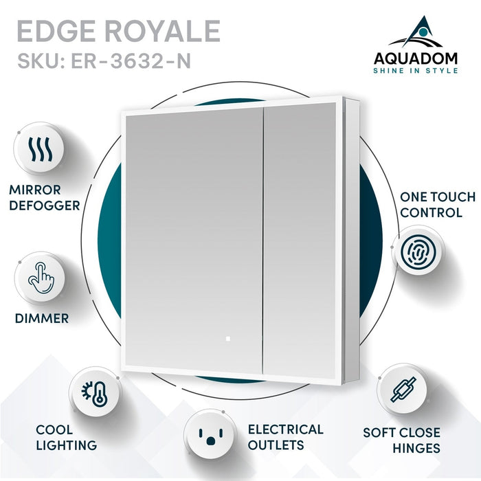 Aquadom Edge Royale 36x32 LED Lighted Medicine Cabinet