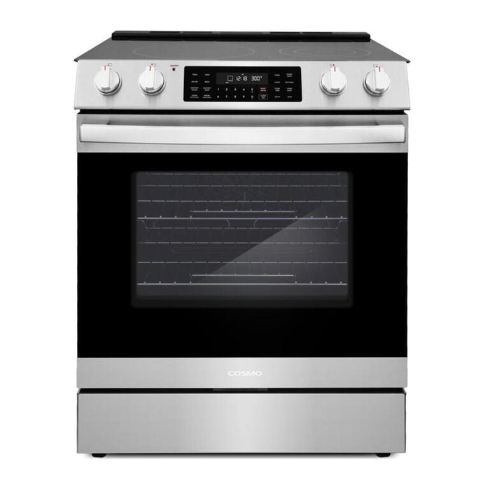 Cosmo Commercial 30" 6.3 cu. ft. Electric Range with 5 Burner Glass Cooktop and Self Clean Air Fry Oven in Stainless Steel , COS-ERC305WKTD