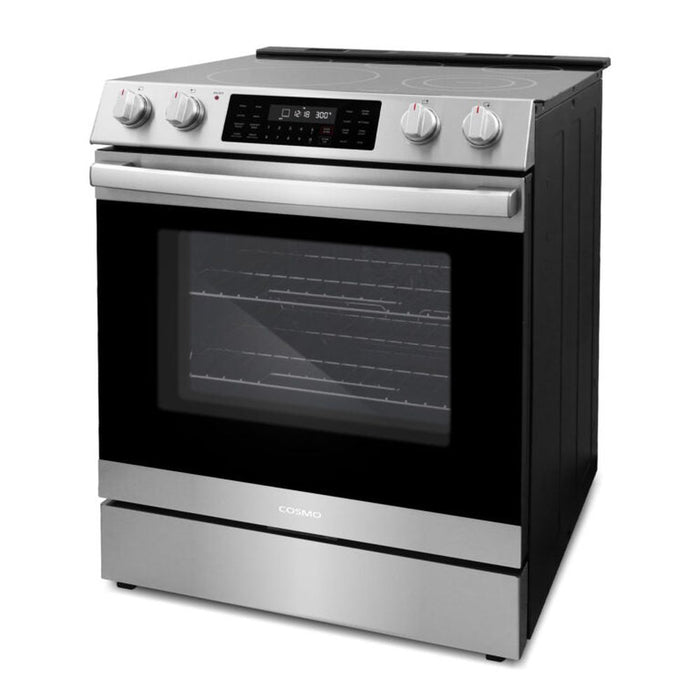 Cosmo Commercial 30" 6.3 cu. ft. Electric Range with 5 Burner Glass Cooktop and Self Clean Air Fry Oven in Stainless Steel , COS-ERC305WKTD