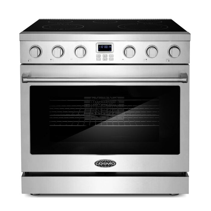 Cosmo Commercial 36" 6.0 cu. ft. Electric Range with 5 Burner Glass Cooktop and Convection Oven in Stainless Steel , COS-ERC365KBD