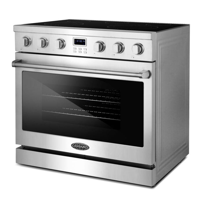 Cosmo Commercial 36" 6.0 cu. ft. Electric Range with 5 Burner Glass Cooktop and Convection Oven in Stainless Steel , COS-ERC365KBD