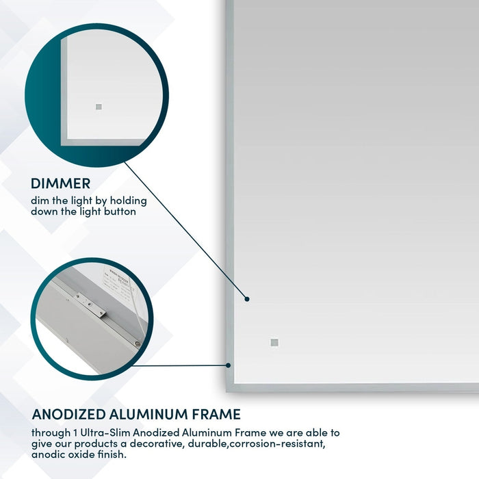 Aquadom Edge 36x32 LED Lighted Bathroom Mirror