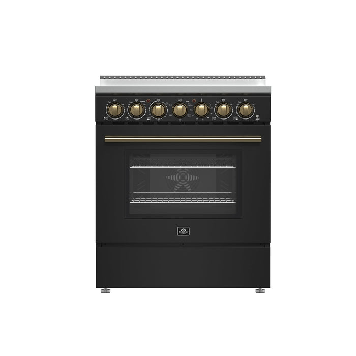 Forno Paolo 30-Inch Freestanding Electric Range, Black, 4.38 cu.ft, True Convection Oven, Energy Efficient