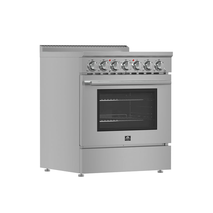 Forno Paolo 30-Inch Freestanding Electric Range, Stainless Steel, 4.38 cu.ft, True Convection Oven, Energy Efficient