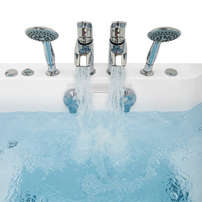 Ella's Bubbles's Bubbles Escape 36"x72" Two Seat Walk in Bathtub, Air + Hydro + Independent Foot Massage, 2 2 Piece Faucets, Dual 2" Drains