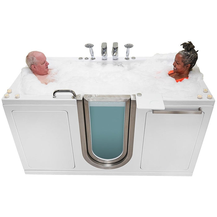 Ella's Bubbles's Bubbles Escape 36"x72" Two Seat Walk in Bathtub, Air + Hydro + Independent Foot Massage, 2 2 Piece Faucets, Dual 2" Drains