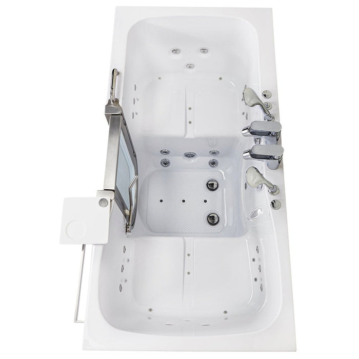 Ella's Bubbles's Bubbles Escape 36"x72" Two Seat Walk in Bathtub, Air + Hydro + Independent Foot Massage, 2 2 Piece Faucets, Dual 2" Drains