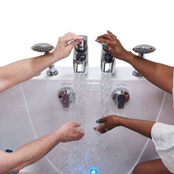 Ella's Bubbles's Bubbles Escape 36"x72" Two Seat Walk in Bathtub, Air + Hydro + Independent Foot Massage, 2 2 Piece Faucets, Dual 2" Drains