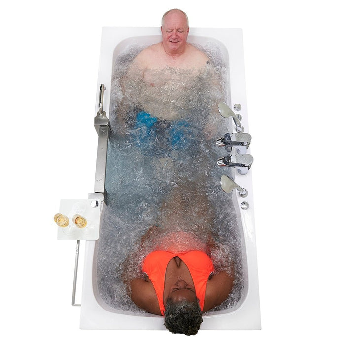 Ella's Bubbles's Bubbles Escape 36"x72" Two Seat Walk in Bathtub, Air + Hydro + Independent Foot Massage, 2 2 Piece Faucets, Dual 2" Drains