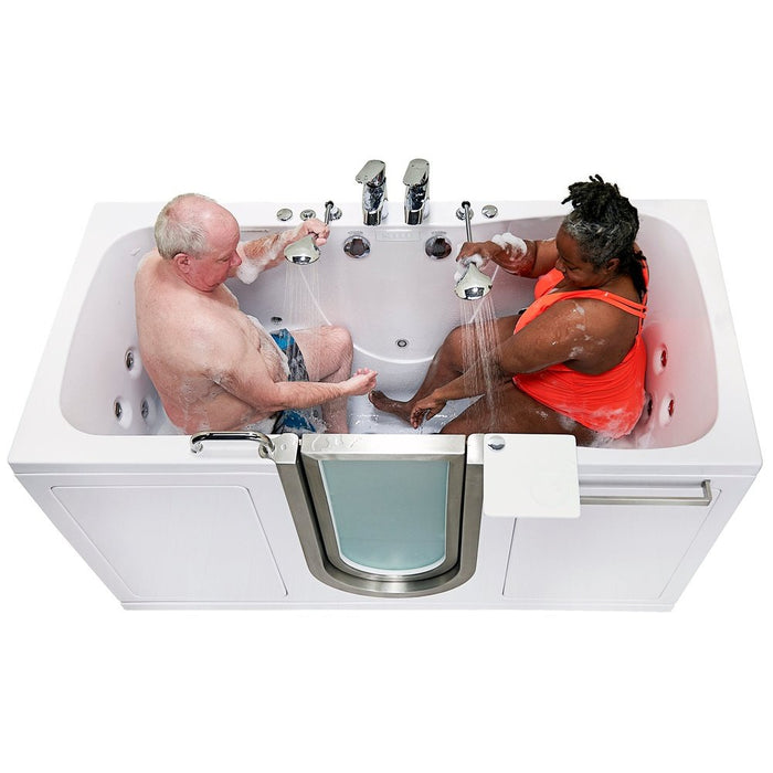 Ella's Bubbles's Bubbles Escape 36"x72" Two Seat Walk in Bathtub, Air + Hydro + Independent Foot Massage, 2 2 Piece Faucets, Dual 2" Drains