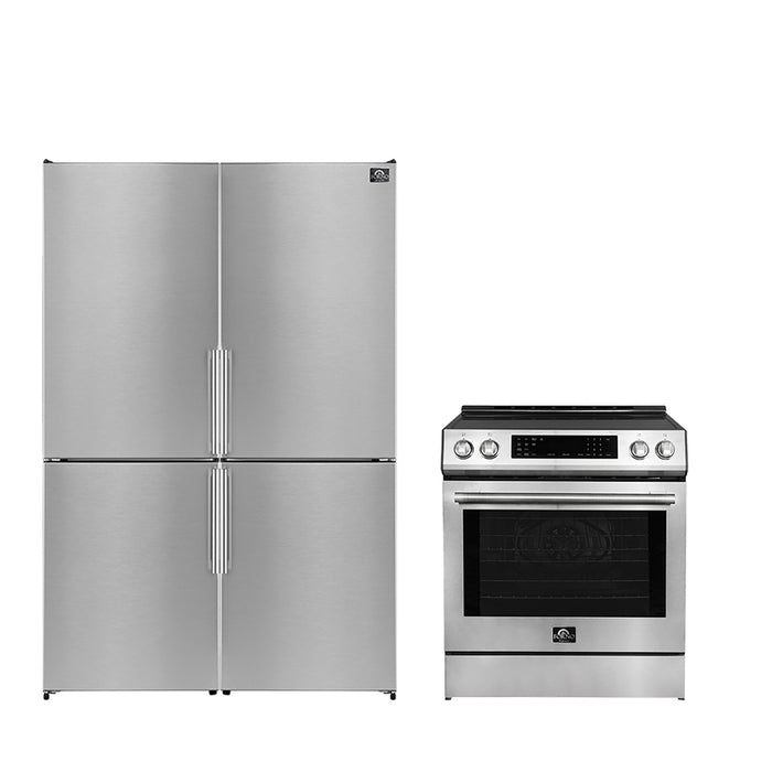 FORNO Premium 2-Piece Kitchen Bundle - Donatello 30" Induction Range, Guardia 46.8" Bottom Freezer Refrigerator - FBDL-008-01CAUS